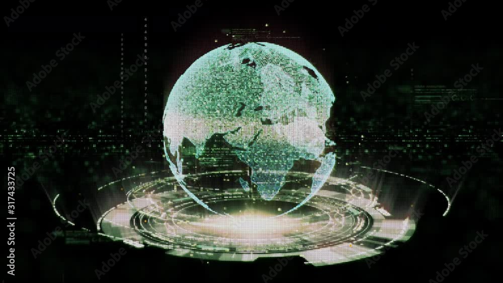 Aufkleber Futuristic graphic use interface head up display with virtual holographic Earth Communication motion elements for background screen display