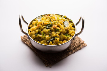 Aloo ka bharta,  sabzi is a tasty dish from India  made using spiced mashed potato prepared especially in northern parts of India