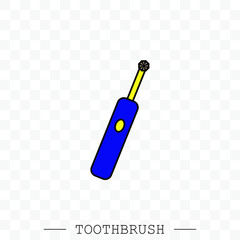 Toothbrush cleans a tooth icon vector. Teeth cleaning. vector with editable stroke. Dental toothbrush icon. dental  toothbrush vector. toothbrush icon in trendy flat. Battery powered. Electric