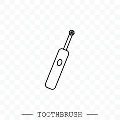 Toothbrush cleans a tooth icon vector. Teeth cleaning. Line, linear with editable stroke. Dental toothbrush icon. dental  toothbrush vector. toothbrush icon in trendy flat. Battery powered. Electric