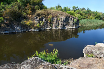 Fototapeta premium View of the blue river in the canyon
