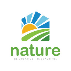Fototapeta premium Nature Logo, Green Nature Logo, Farm Logo Vector