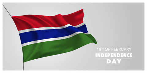 Gambia independence day greeting card, banner, horizontal vector illustration
