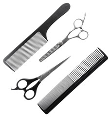Scissors and combs for cutting hair