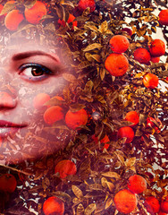 Artistic portrait of a woman in lemons
