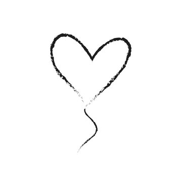 Hand drawn vector Love Heart shape balloon graphic element. Sketch black valentine's day or wedding paint frame