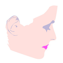 Side of the face with eyes closed