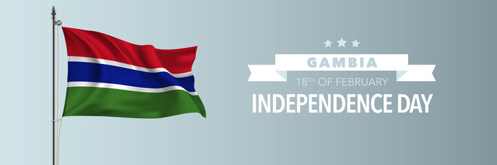 Gambia happy independence day greeting card, banner vector illustration