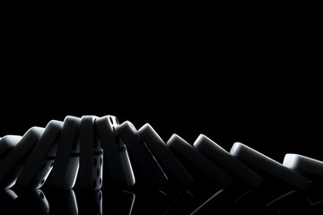 White dominoes in the dark close up