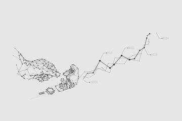 The particles, geometric art, line and dot of missile switch.