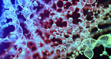 Abstract scientific molecular and dna structure background. 3d rendering
