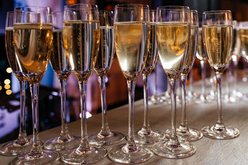 luxury champagne glasses at the reception