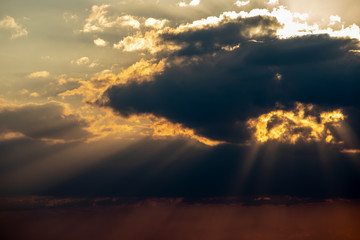 Sunlight penetrating through the clouds