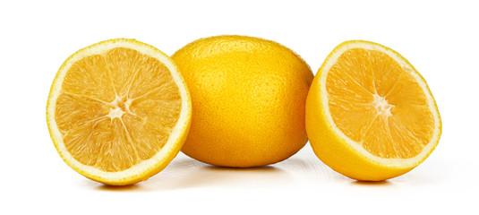 Chopped lemon fruit isolated on white background