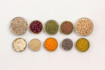 Natural source of protein. Legume grain groats  seed. Diet  food concept