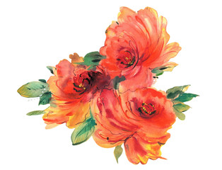 Flowers watercolor illustration.Manual composition.Big Set watercolor elements.