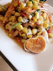 spicy sweetcorn salad with salted egg
