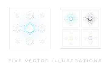 Abstract molecules with hexagon paper