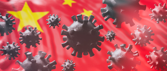 Flu coronavirus pandemic virus infection, chinese flu concept. 3d illustration