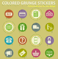 e-commerce colored grunge icons