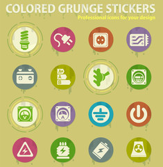 Electricity colored grunge icons