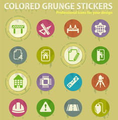 engineering colored grunge icons