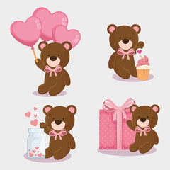 teddy bears of cute icons for valentines day