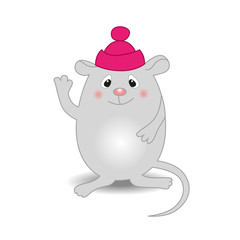 Cartoon rat vector illustration isolated on white background.