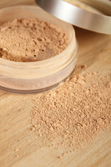 Loose face powder. Women's cosmetics