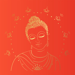 Buddha head silhouette. Vector illustration isolated. Buddhism esoteric motifs. Tattoo, spiritual, indian, Buddhism, spiritual art