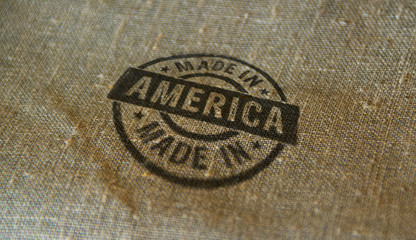 Fototapeta na wymiar Made in America stamp and stamping