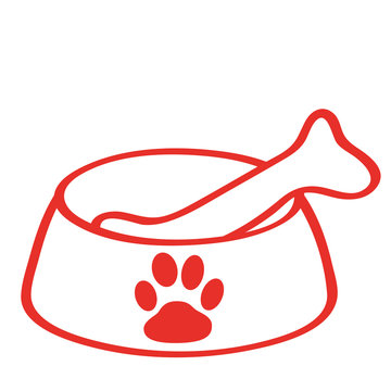 Handgezeichneter Hundenapf in rot