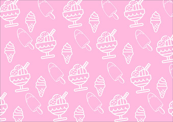 Pink ice cream pattern vector