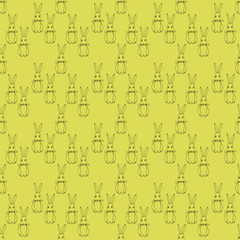 Vector illustration of pattern of rabbits on a light yellow background