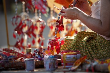 hand of woman with candy cane