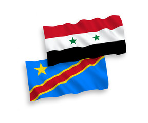 Flags of Democratic Republic of the Congo and Syria on a white background