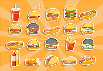 Fast food set, tasty set fast food vector