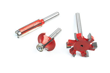 set of milling cutter for wood processing isolated on white background- Image