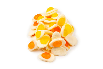 Eggs gummy candies. Top view. Jelly  sweets.