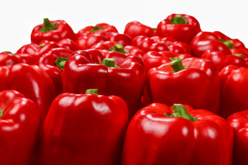 Fresh red bell pepper isolated on white background.