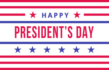 Happy Presidents Day. Festive banner with american style stripes, stars and text
