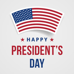 Presidents Day Congratulations Banner. Festive greeting card with american flag and text