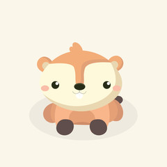 Cute squirrel cartoon on pastel background..