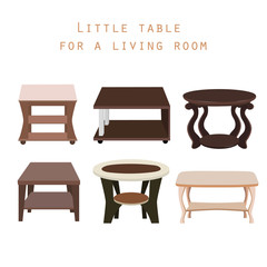 Set of furniture on a white background, isolate. Little table for a living room, coffee table.
