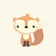 Cute squirrel cartoon on pastel background..