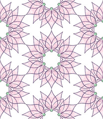 Romantic floral hand-drawn pattern element by color pencil and pastel. Colorful ornament on white background. Raster illustration.
