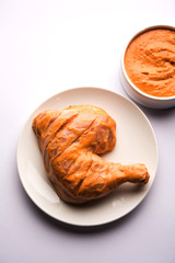 Homemade Tandoori Paste or Marinade mixture, in a bowl. used for grilled chicken or Paneer or vegetable. selective focus