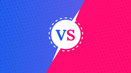 Vs screen. Blue and red abstract versus background. Fight template. Simple modern comic design. Flat style vector illustration.