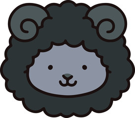 Outlined simple and cute black sheep