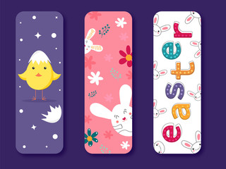 Easter Bookmarks Set with Bunny and Chick.